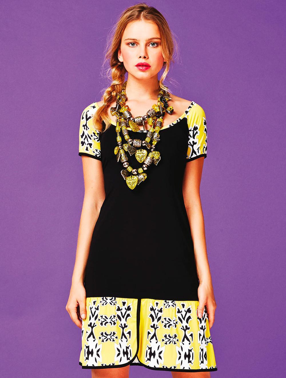 Save The Queen Vestito nero con inserti stampati