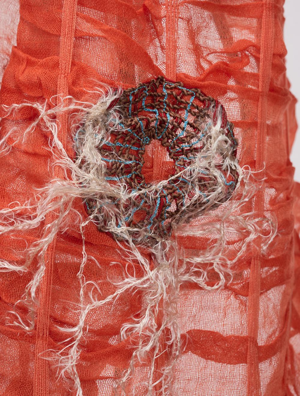 Save The Queen Sciarpa Arancione In Garza Di Cotone Con Applicazioni E Ricami