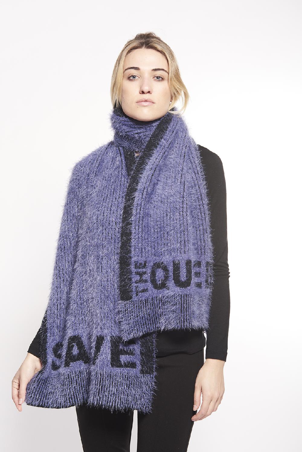 Save The Queen Sciarpa Color Lavanda Con Scritta Marchio