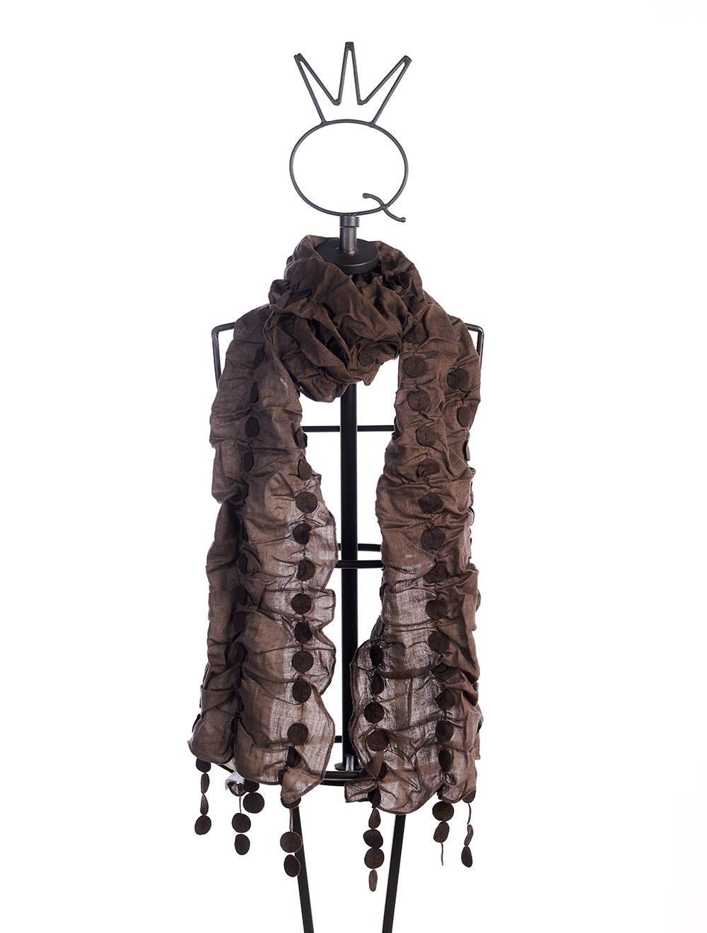 Save The Queen Sciarpa In Lana Color Kaki Con Dettagli In Lana Cotta