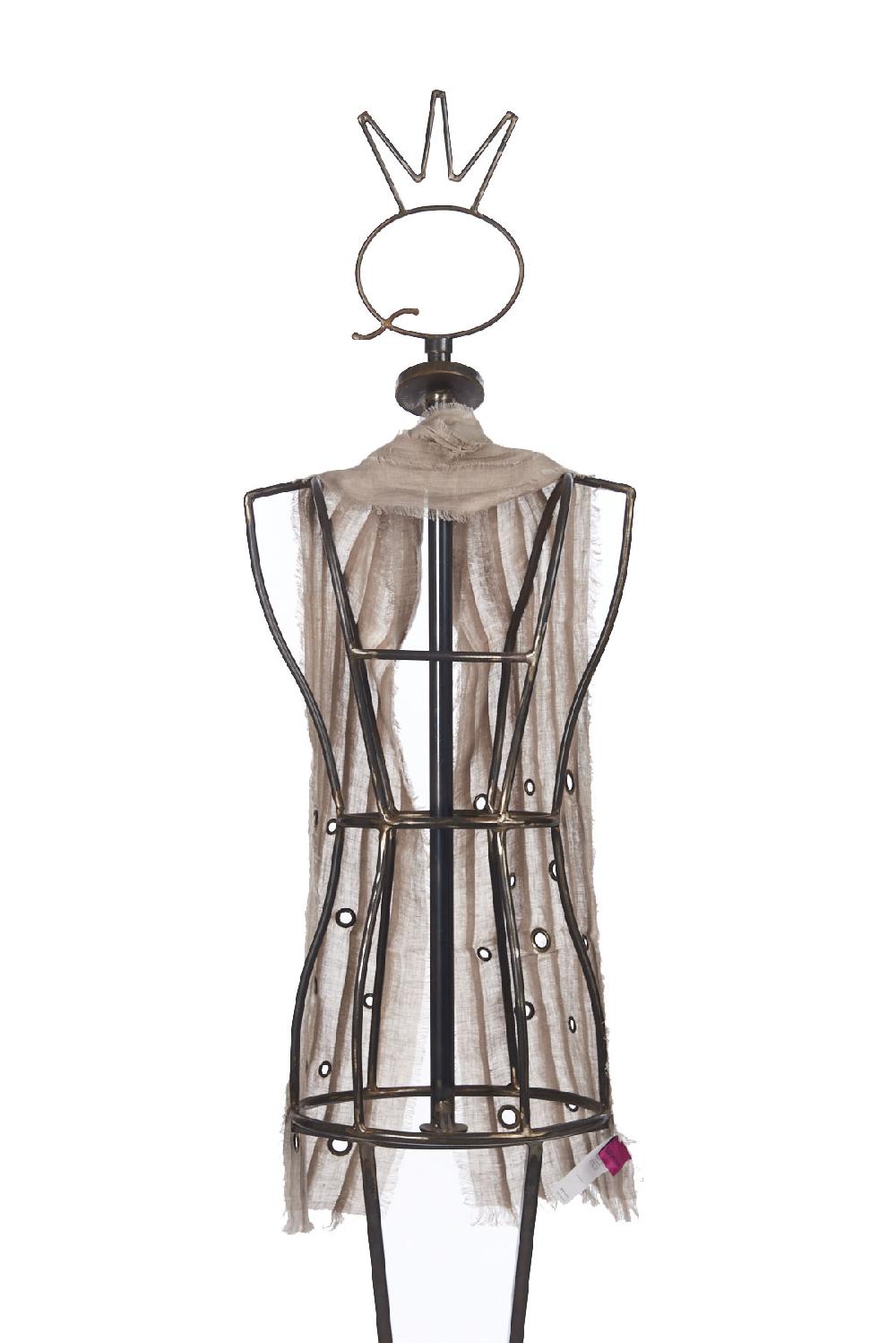 Save The Queen Sciarpa In Lino Beige Con Dettagli In Metallo