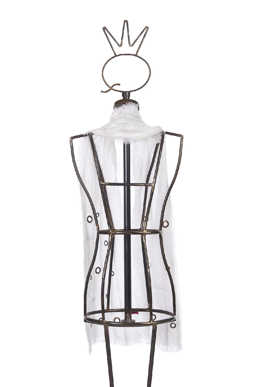 Save The Queen Sciarpa In Lino Bianco Con Dettagli In Metallo