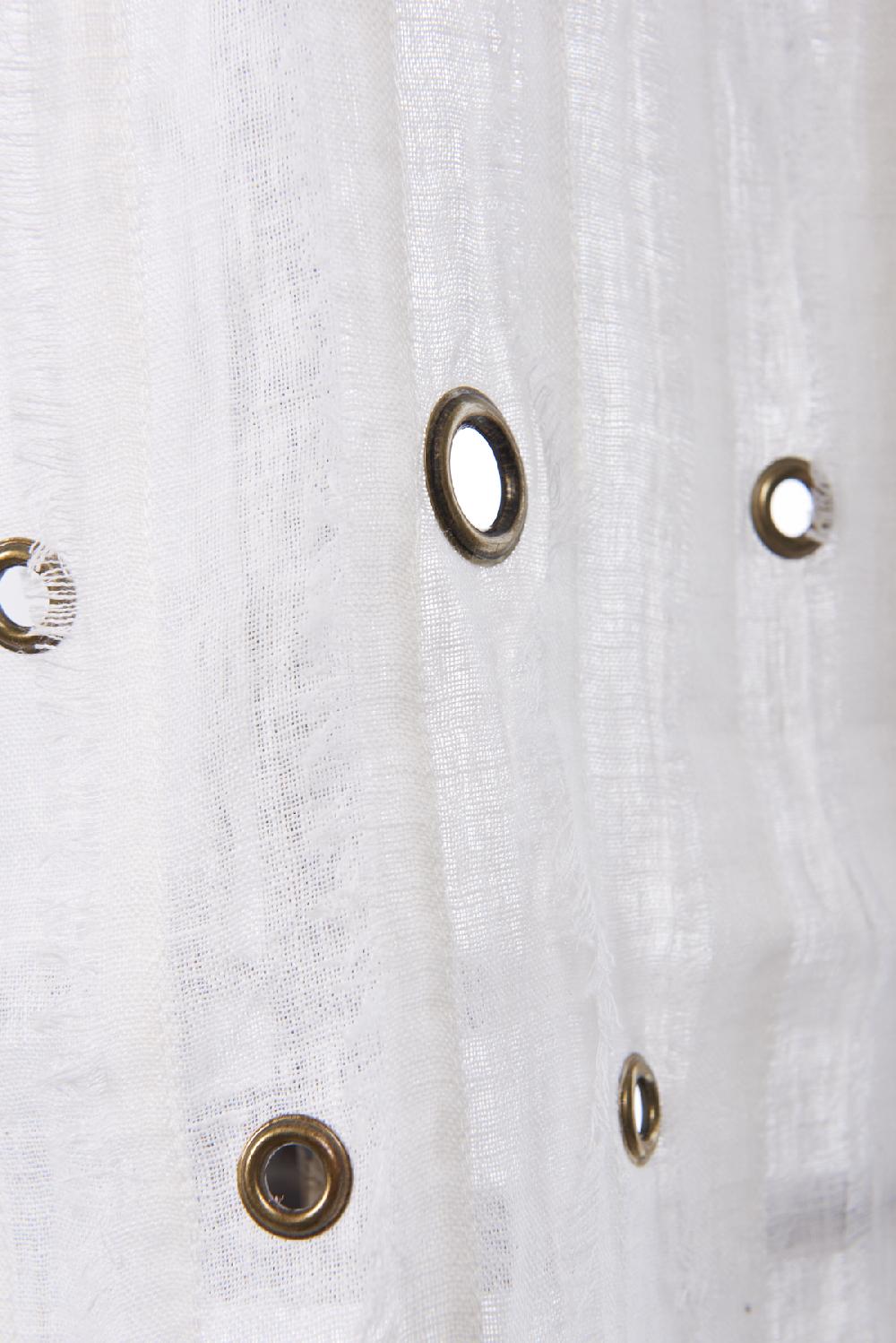 Save The Queen Sciarpa In Lino Bianco Con Dettagli In Metallo