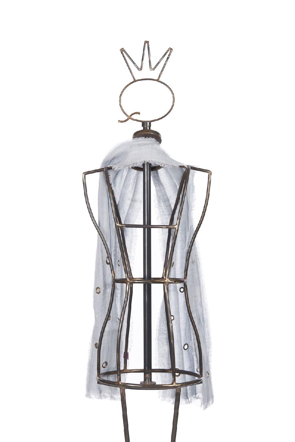 Save The Queen Sciarpa In Lino Grigio Chiaro Con Dettagli In Metallo