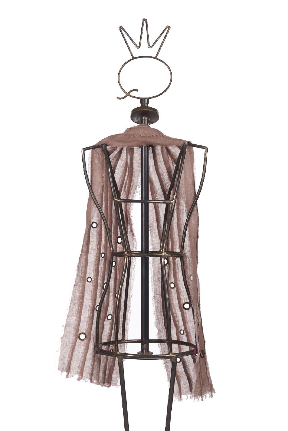 Save The Queen Sciarpa In Lino Marrone Con Dettagli In Metallo