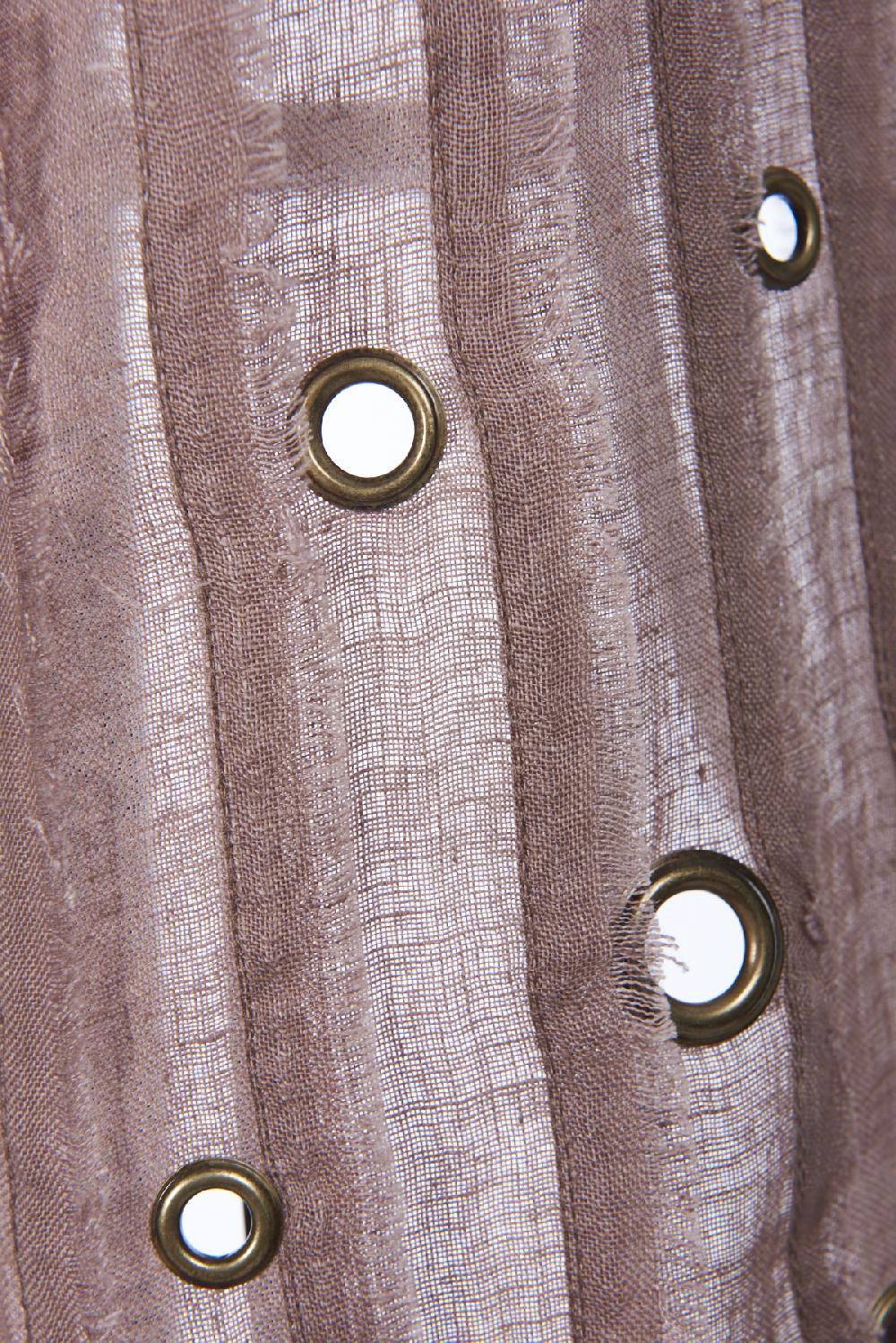 Save The Queen Sciarpa In Lino Marrone Con Dettagli In Metallo