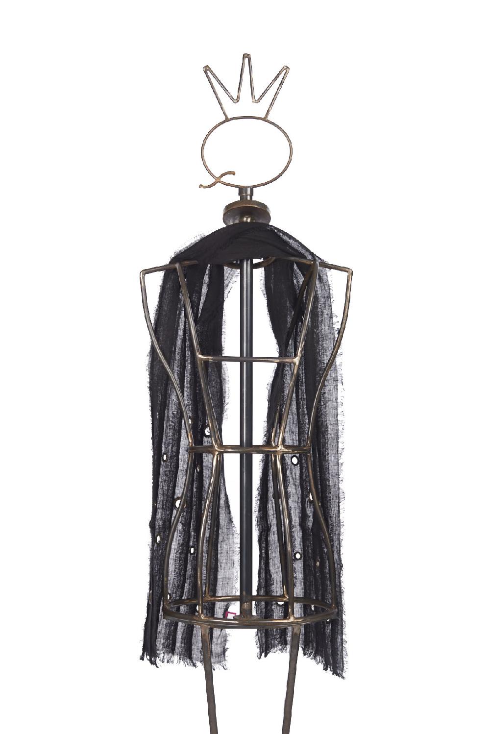 Save The Queen Sciarpa In Lino Nero Con Dettagli In Metallo