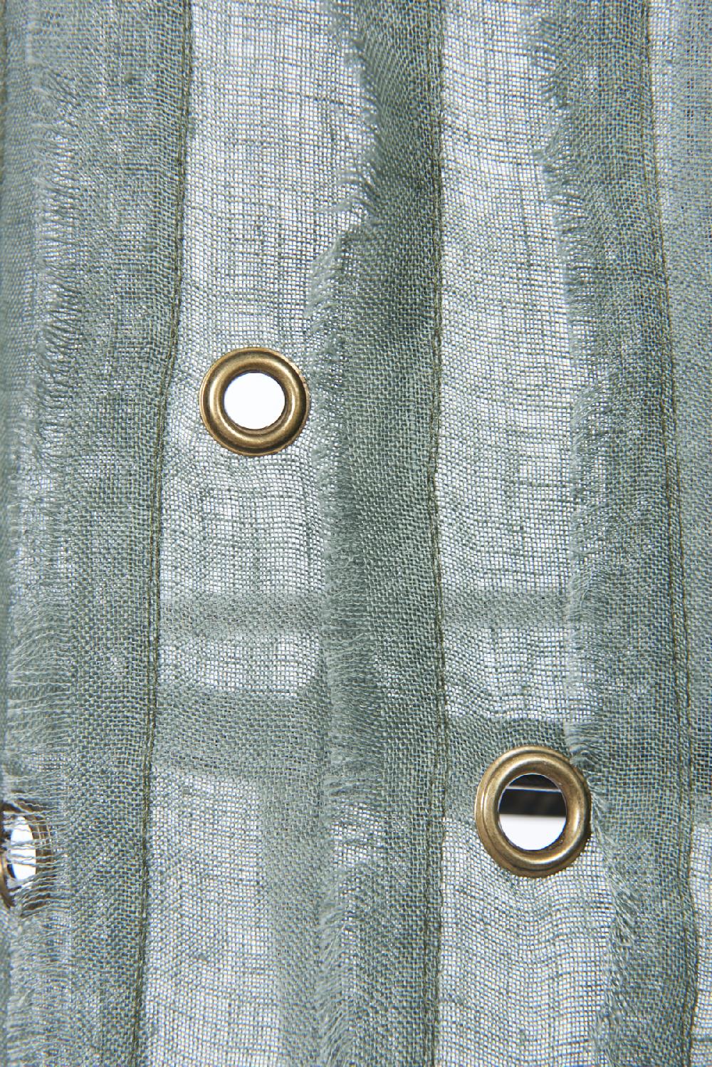 Save The Queen Sciarpa In Lino Verde Con Dettagli In Metallo