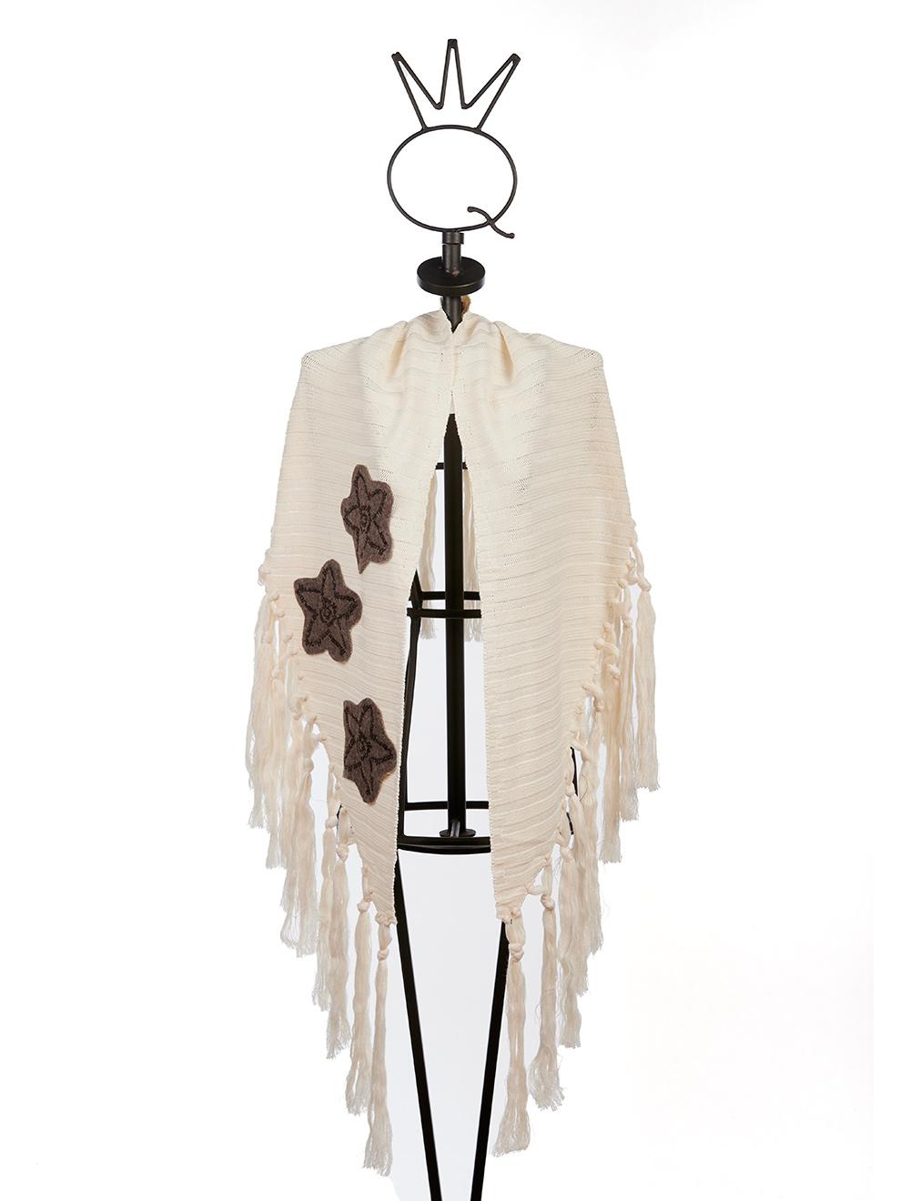 Save The Queen Sciarpa In Maglia Con Frange E Applicazione