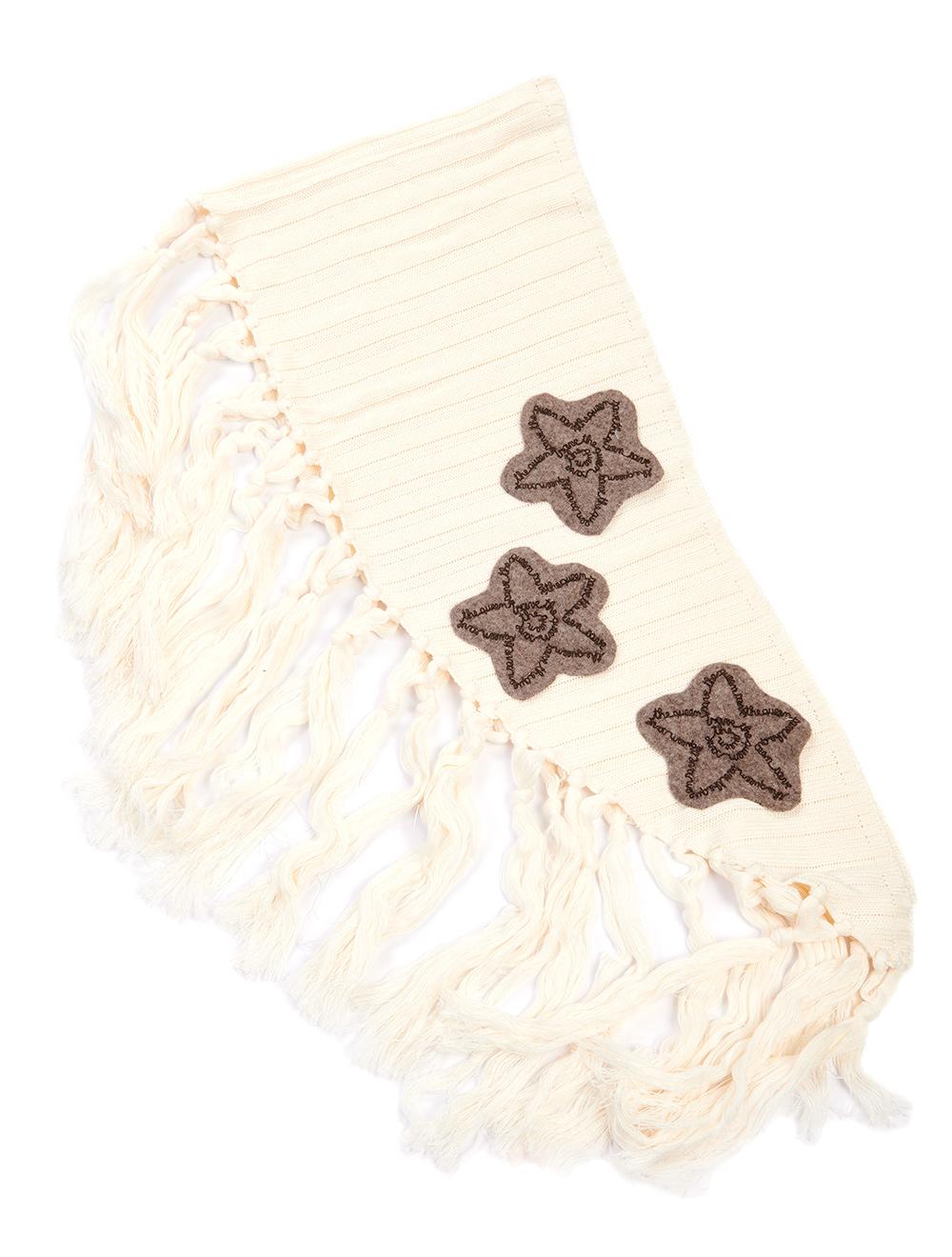 Save The Queen Sciarpa in maglia con frange e applicazione