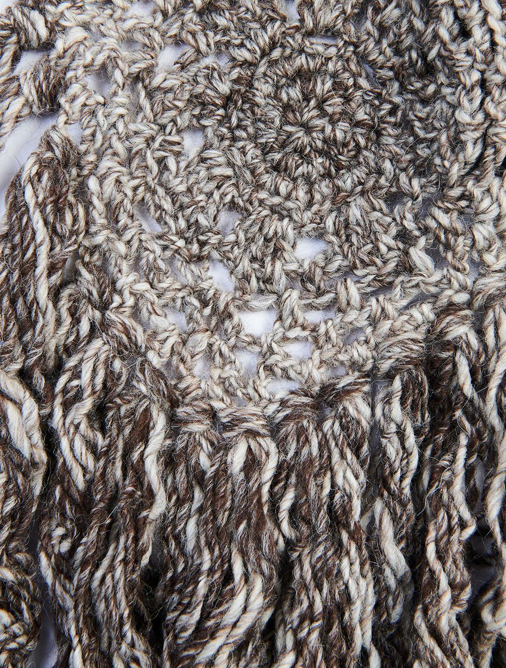 Save The Queen Sciarpa In Maglia Con Frange Marrone E Beige