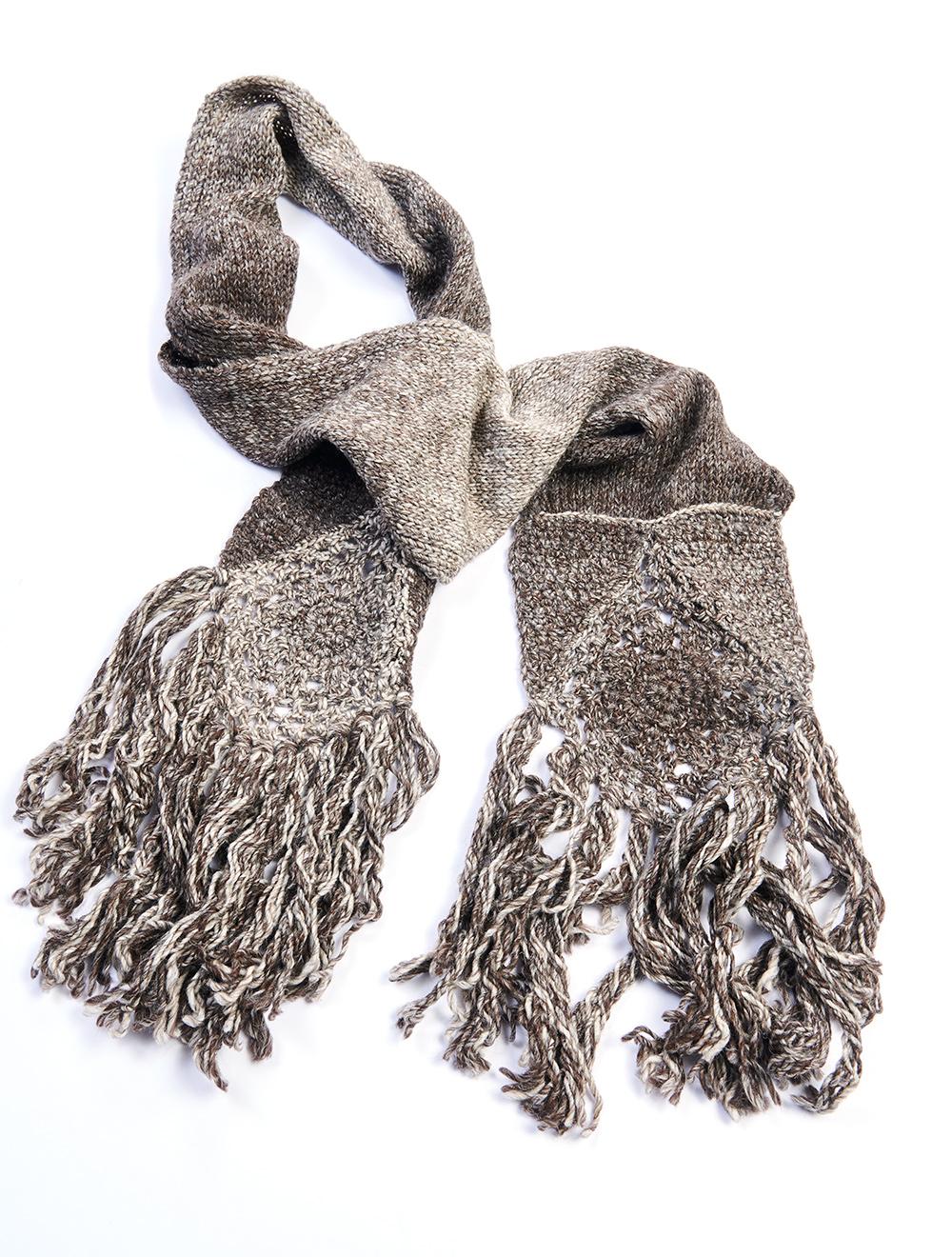 Save The Queen Sciarpa in maglia con frange marrone e beige