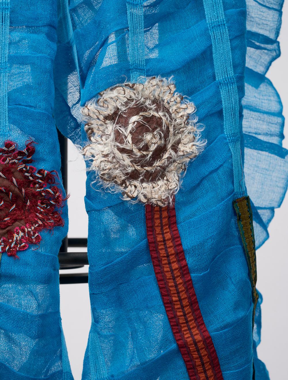 Save The Queen Sciarpa Turchese In Garza Di Cotone Con Applicazioni E Ricami