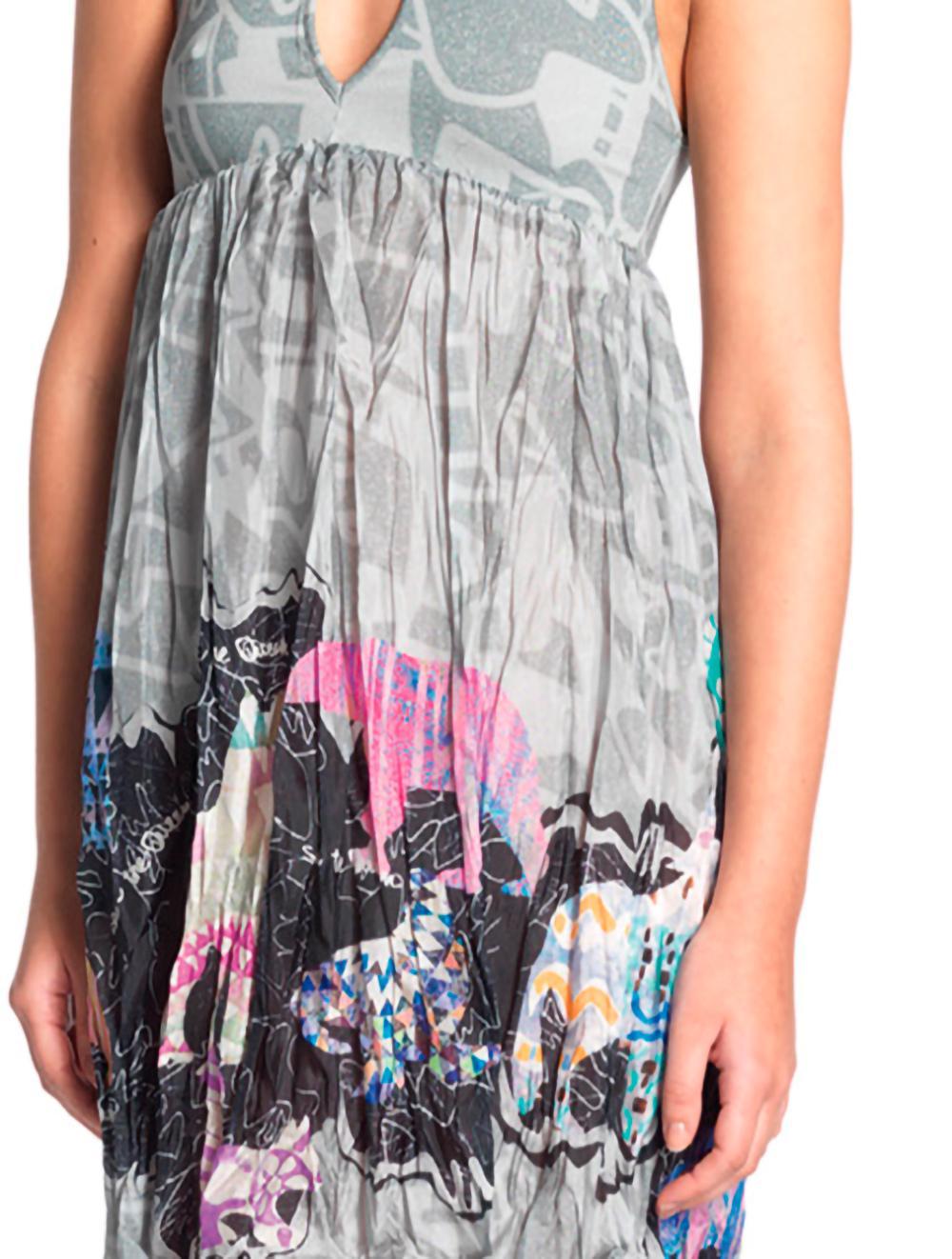 Save The Queen Set Camicia Da Notte + Vestaglia In Seta Grigia Con Stampa E Applicazione