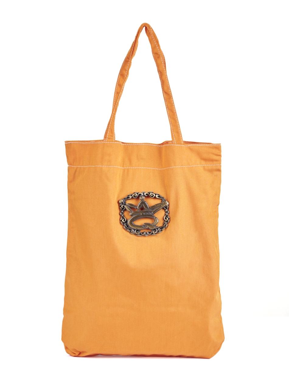 Save The Queen Shopper Arancione Con Logo In Metallo Zama
