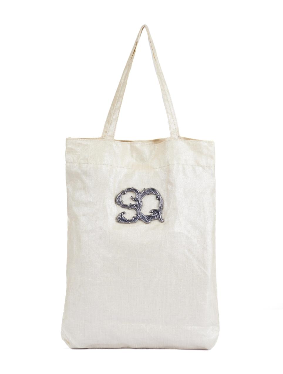 Save The Queen Shopper Color Panna Con Logo In Metallo Zama