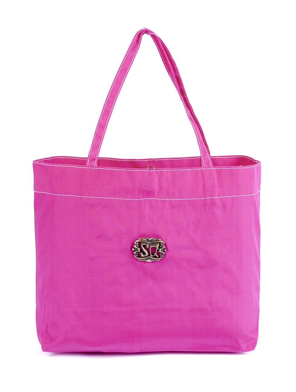 Save The Queen Shopper Fucsia Con Logo In Metallo Zama