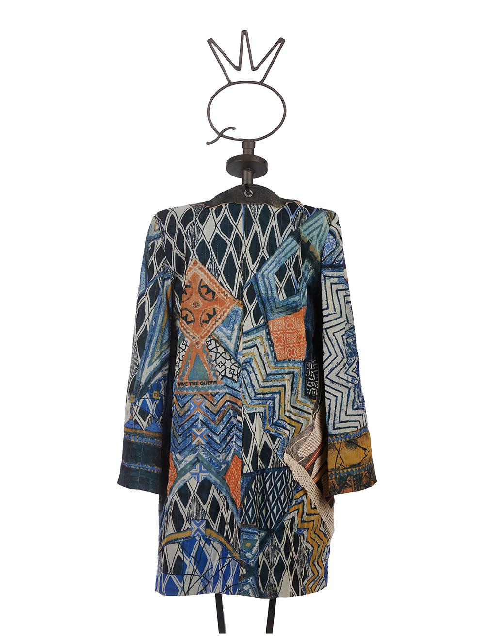 Save The Queen Spolverino 7/8 In Tessuto Stampato E Dettagli In Pelle