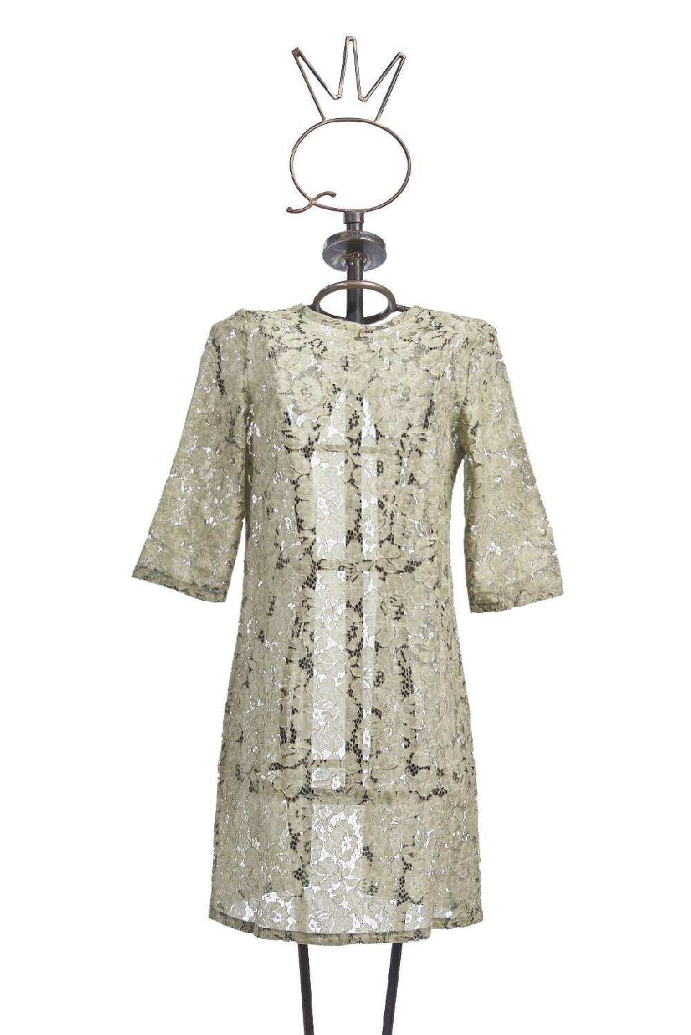 Save The Queen Spolverino In Pizzo Color Verde Salvia