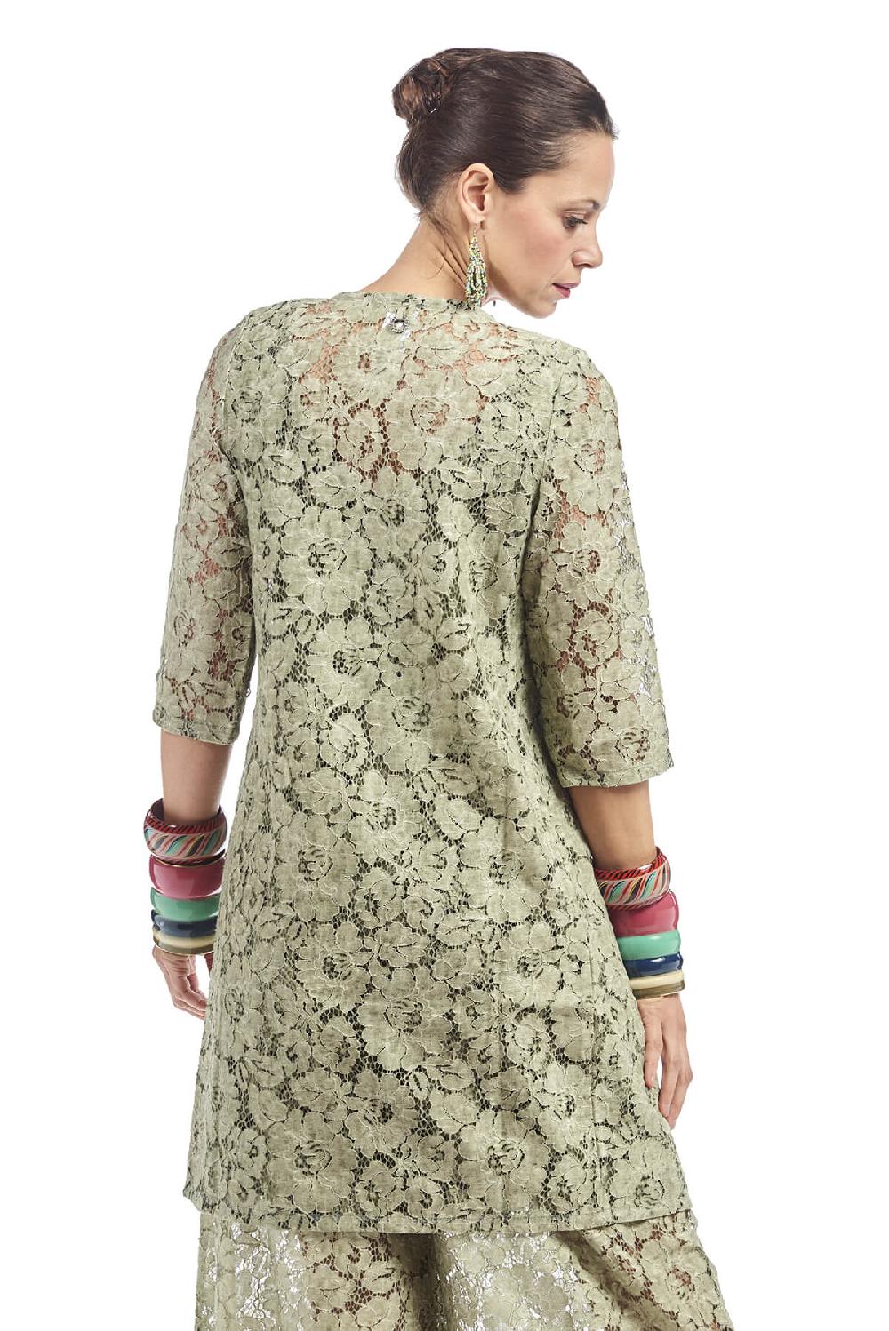 Save The Queen Spolverino In Pizzo Color Verde Salvia