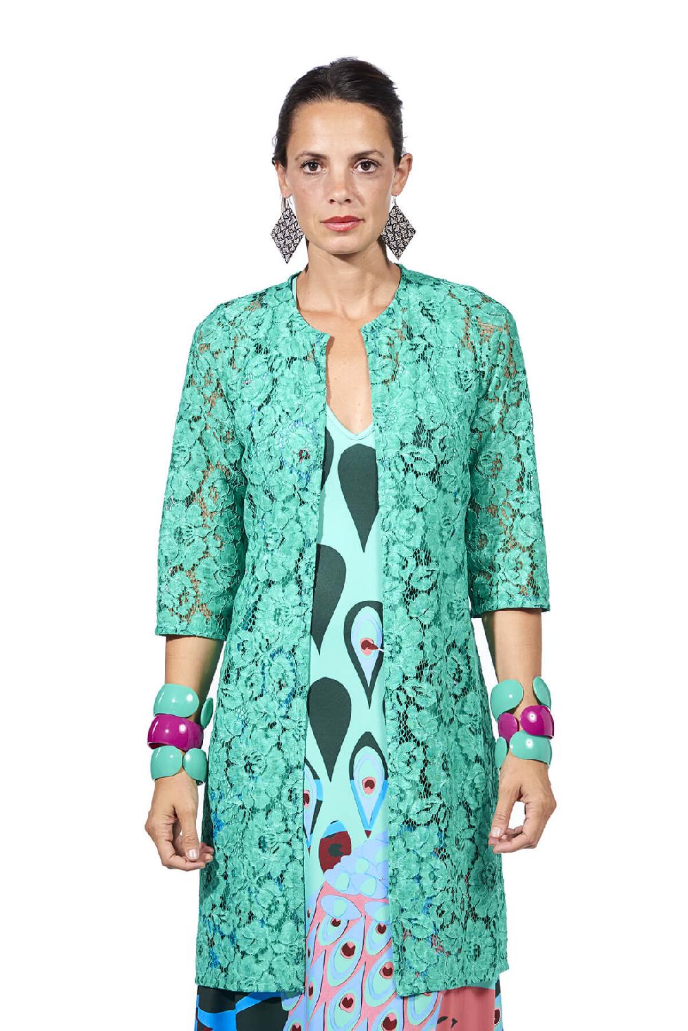 Save The Queen Spolverino In Pizzo Color Verde Smeraldo