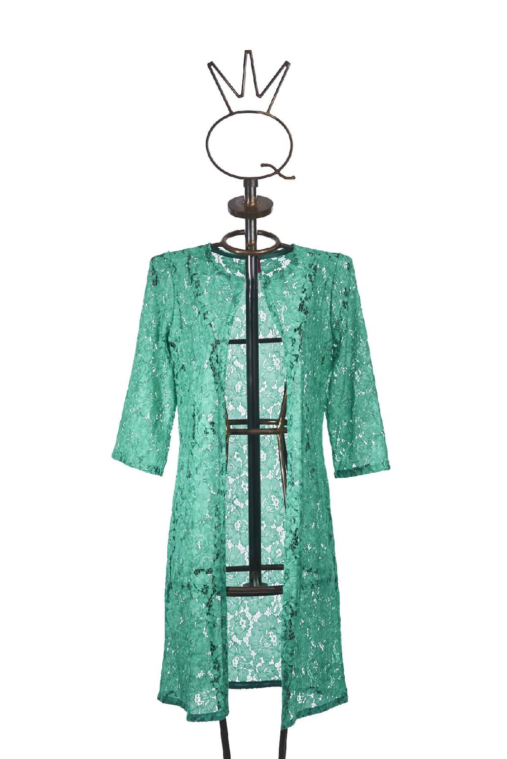 Save The Queen Spolverino in pizzo color verde smeraldo