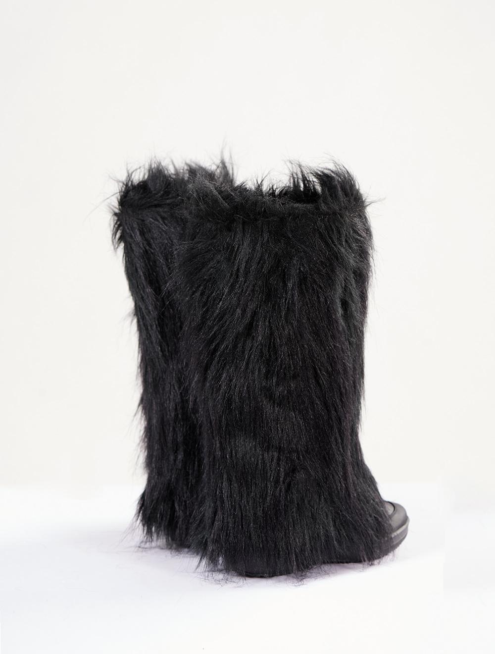 Save The Queen Stivali Neri Imbottiti Con Decorazione In Ecopelliccia