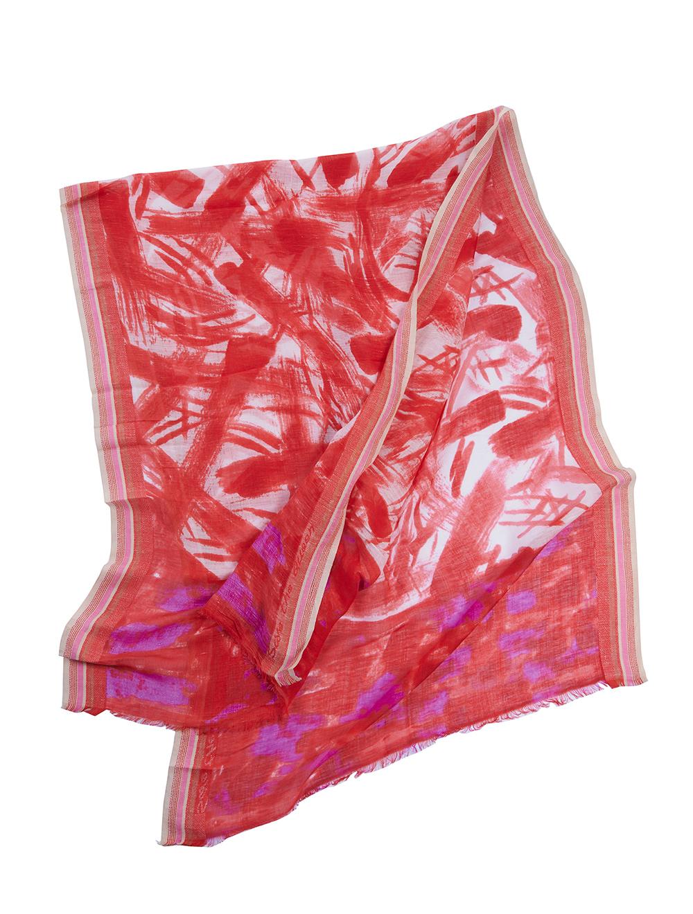 Save The Queen Stola Con Stampa Rossa E Viola In Lino E Modal