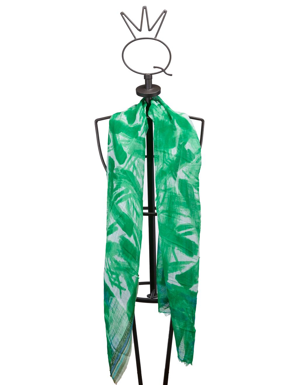 Save The Queen Stola con stampa verde in lino e modal