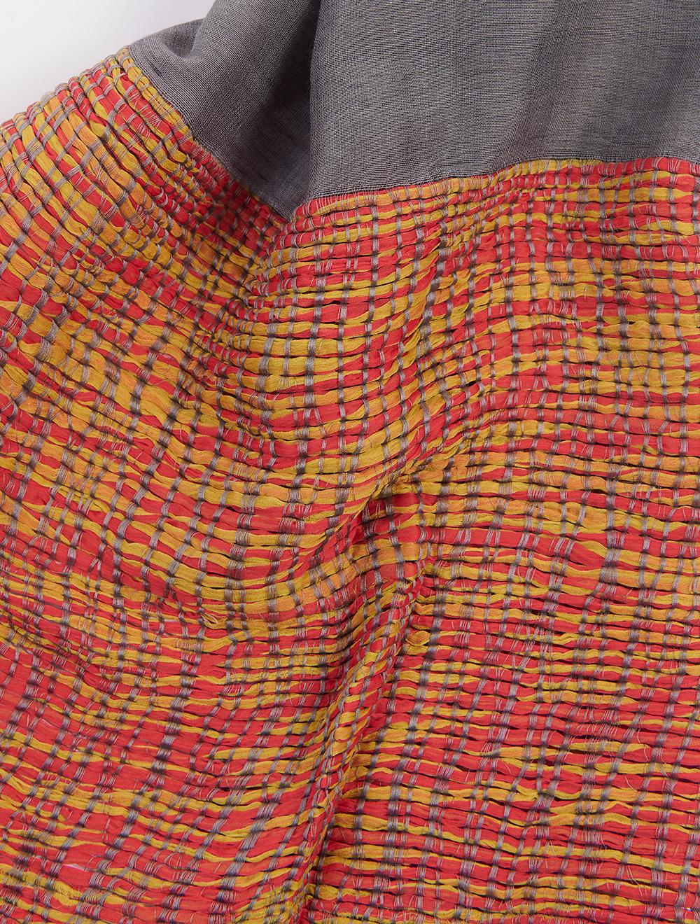 Save The Queen Stola Grigia In Seta E Viscosa Con Inserti In Tessuto Operato