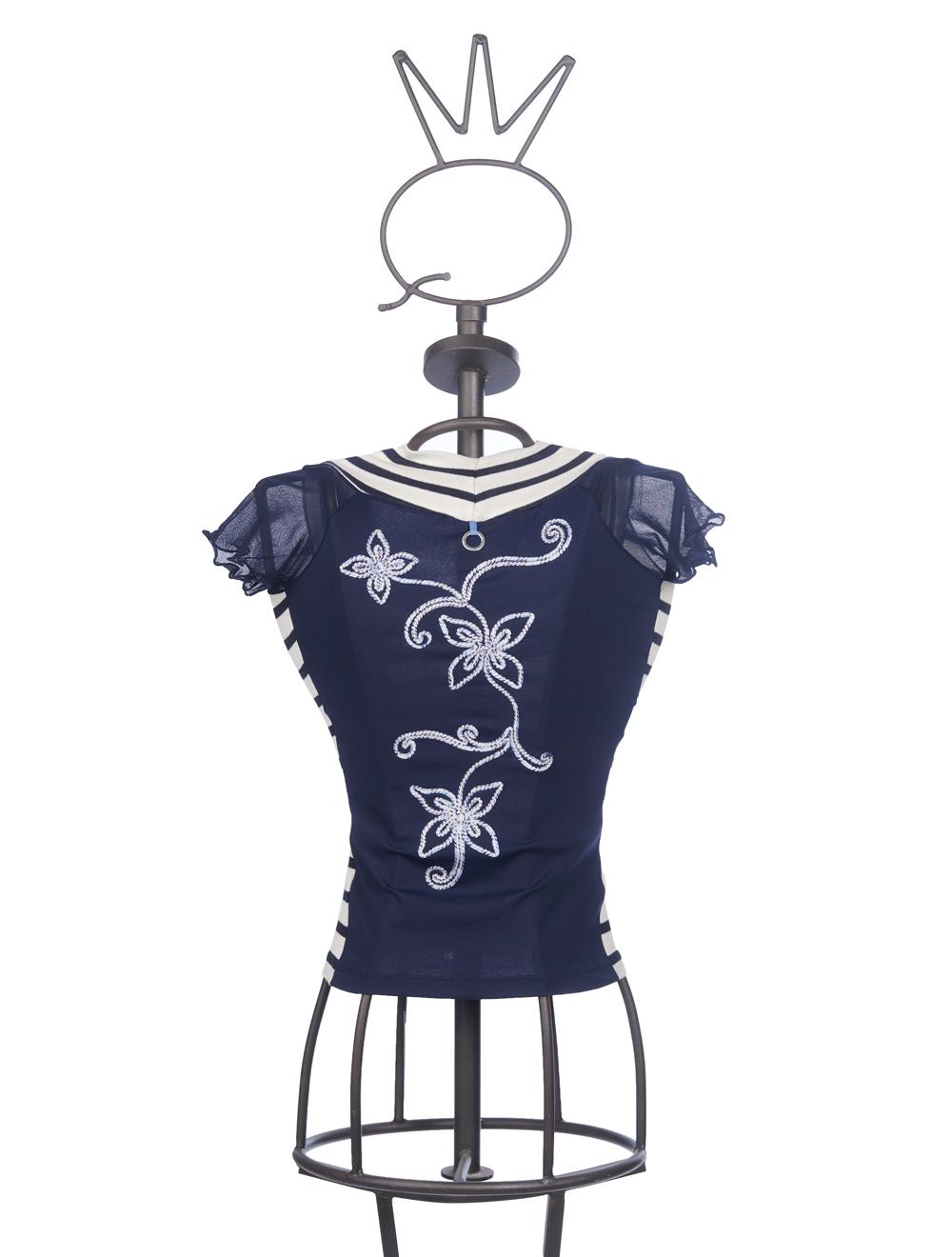 Save The Queen T-shirt A Righe Bianca E Blu Con Ricamo