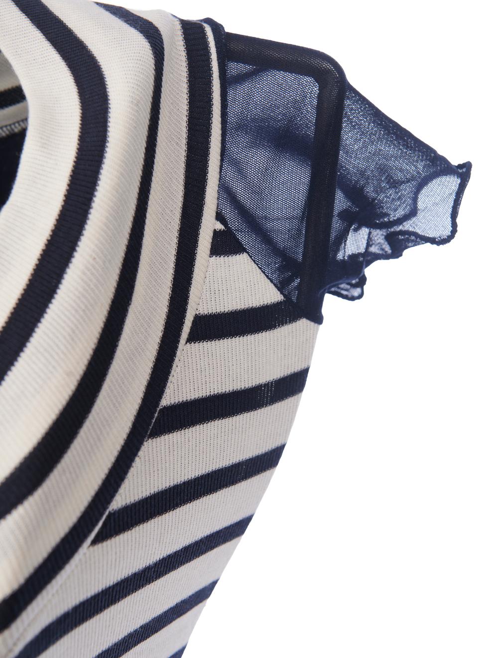 Save The Queen T-shirt A Righe Bianca E Blu Con Ricamo