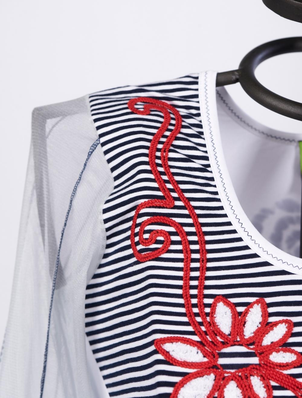 Save The Queen T-shirt A Righe Bianca E Nera Con Ricamo