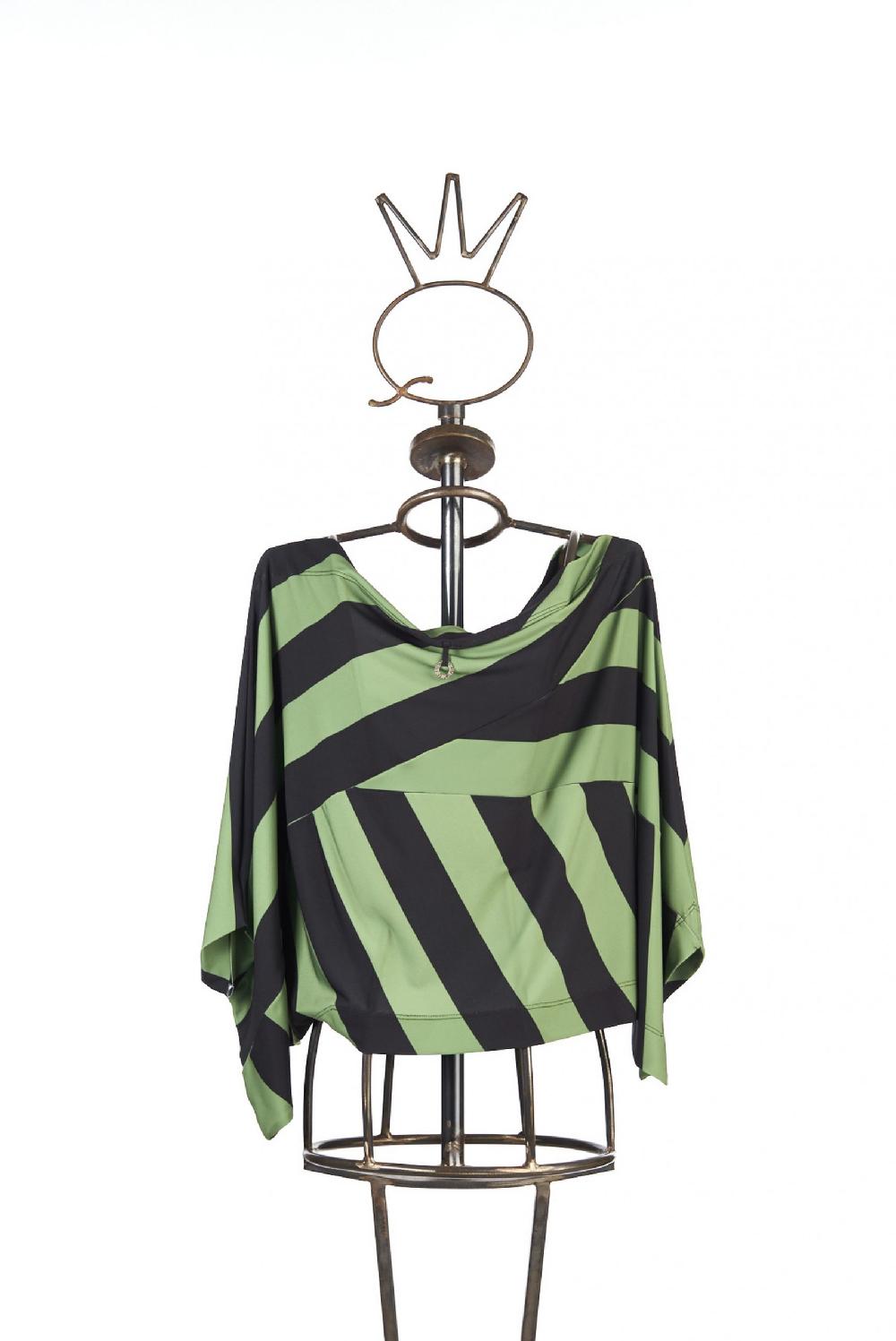 Save The Queen T-shirt A Righe Nere E Verdi Con Ricamo Applicato