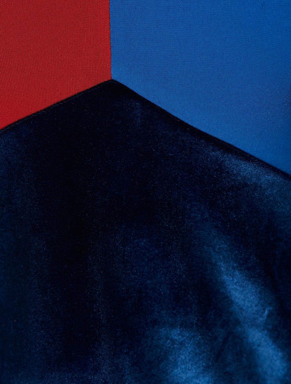 Save The Queen T-shirt Con Intarsi Di Jersey E Velluto Blu