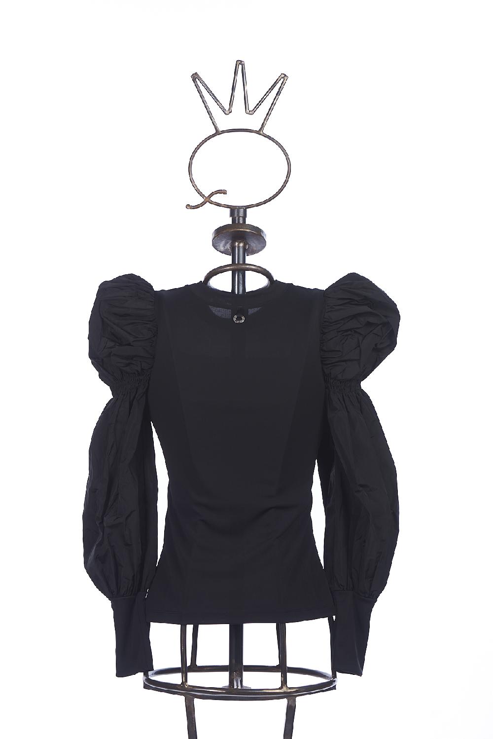 Save The Queen T-shirt Con Ricamo Giglio Di Firenze E Maniche In Taffetà