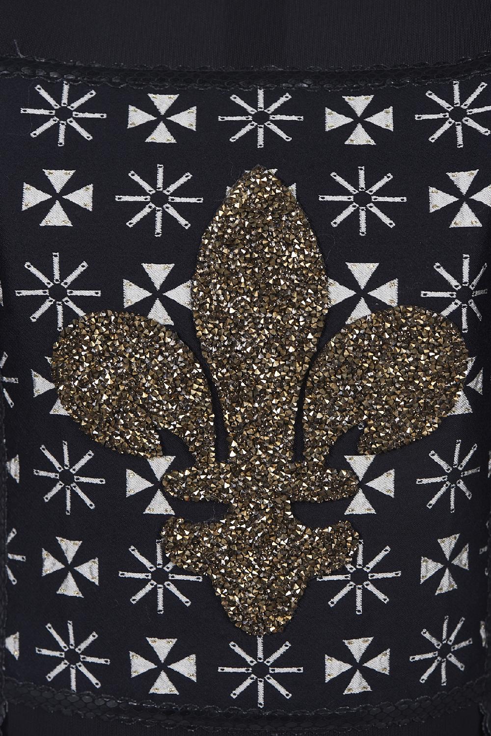 Save The Queen T-shirt Con Ricamo Giglio Di Firenze E Maniche In Taffetà