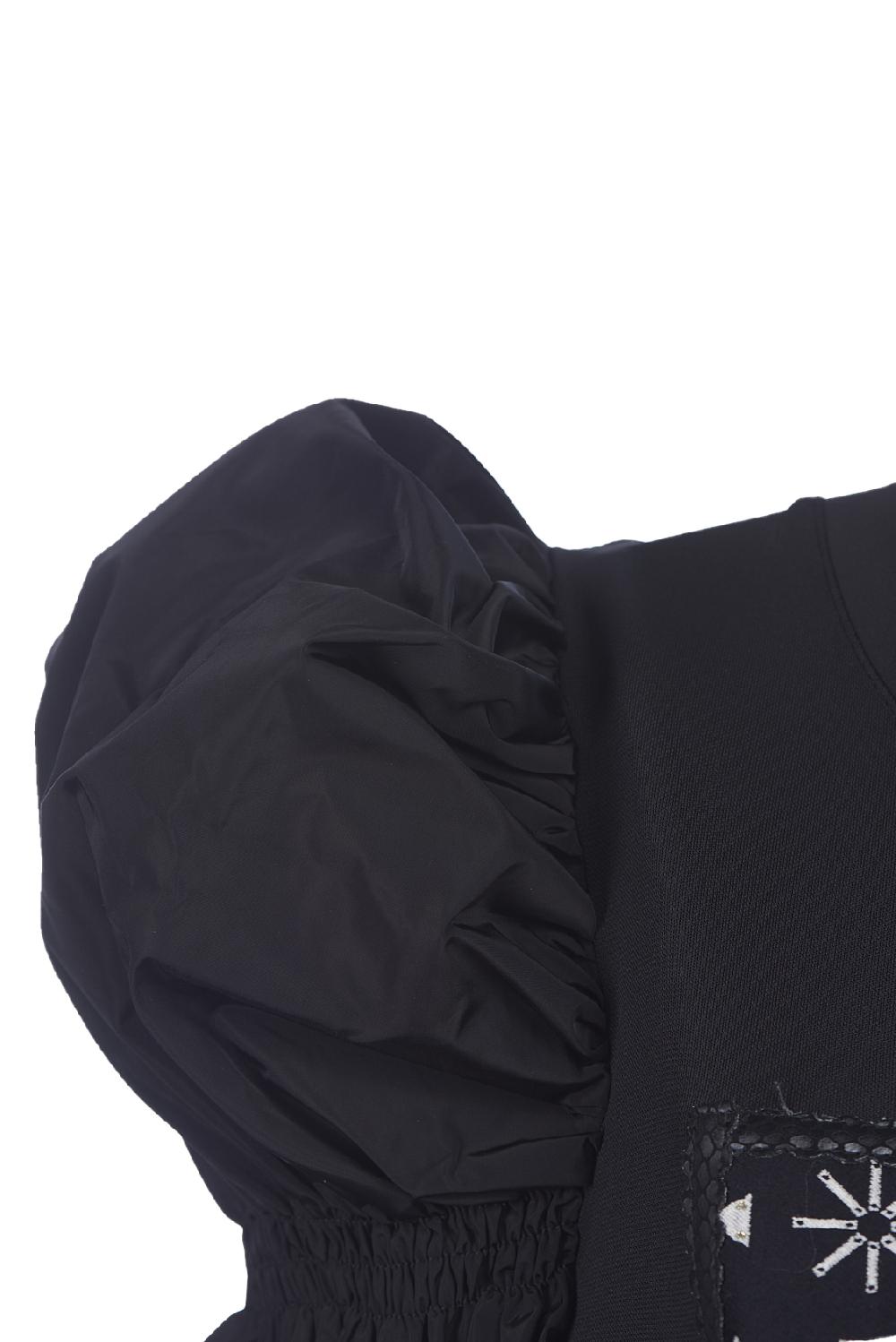 Save The Queen T-shirt Con Ricamo Giglio Di Firenze E Maniche In Taffetà