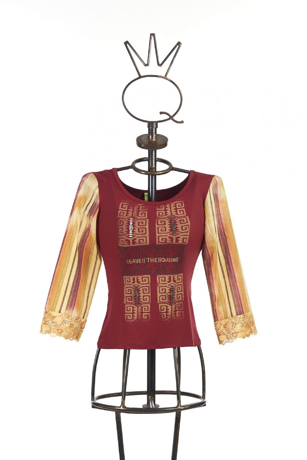 Save The Queen T-shirt con stampa applicazioni e dettagli in pizzo