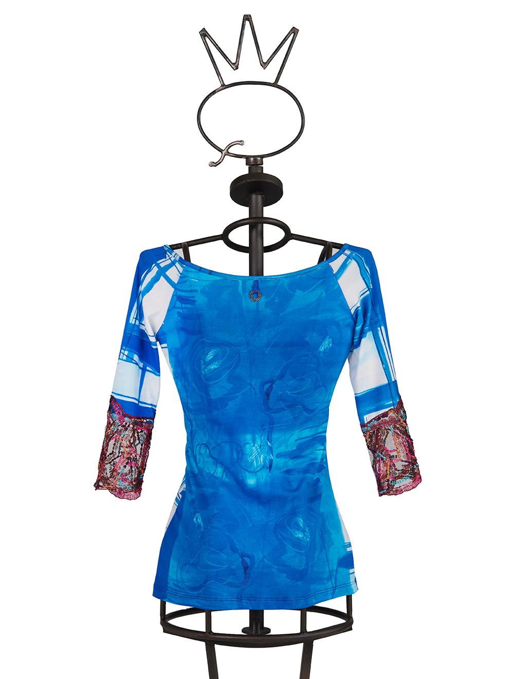 Save The Queen T-shirt Con Stampa Astratta E Dettagli In Pizzo