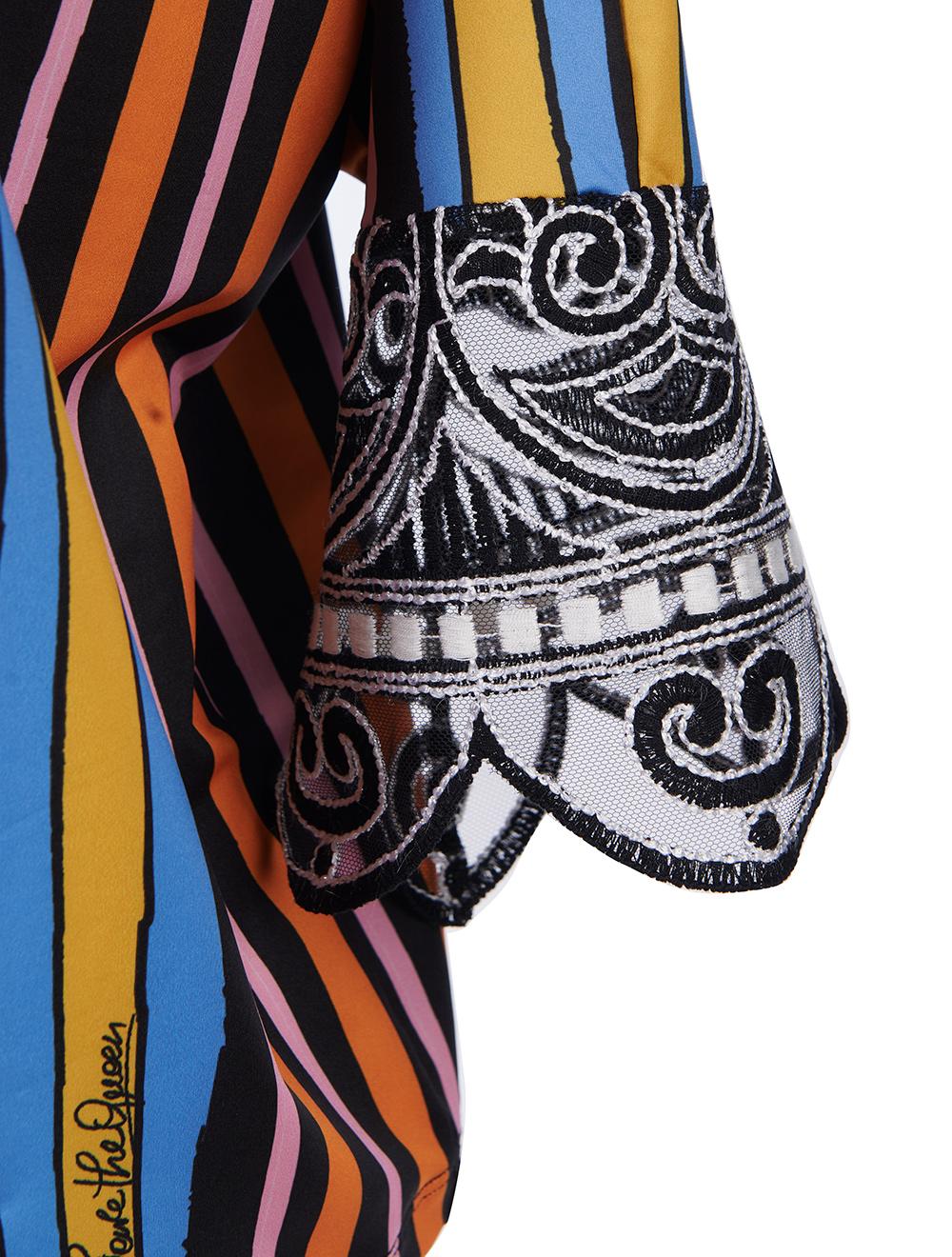 Save The Queen T-shirt Con Stampa Astratta E Geometrica E Dettagli In Pizzo