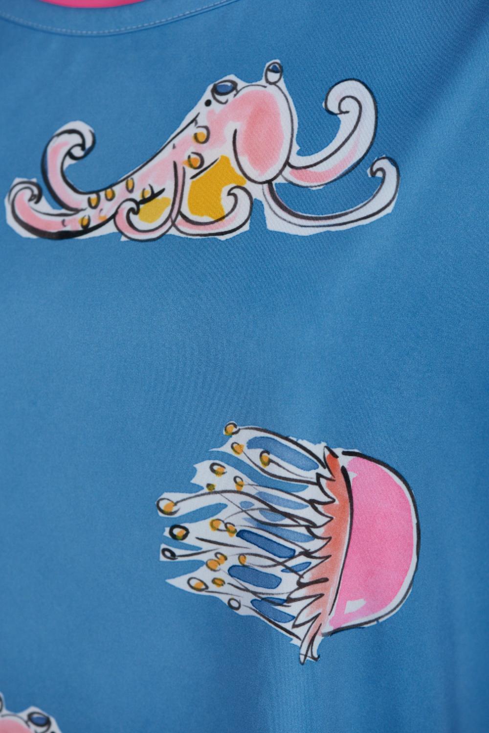 Save The Queen T-shirt Con Stampa Di Polpi E Meduse