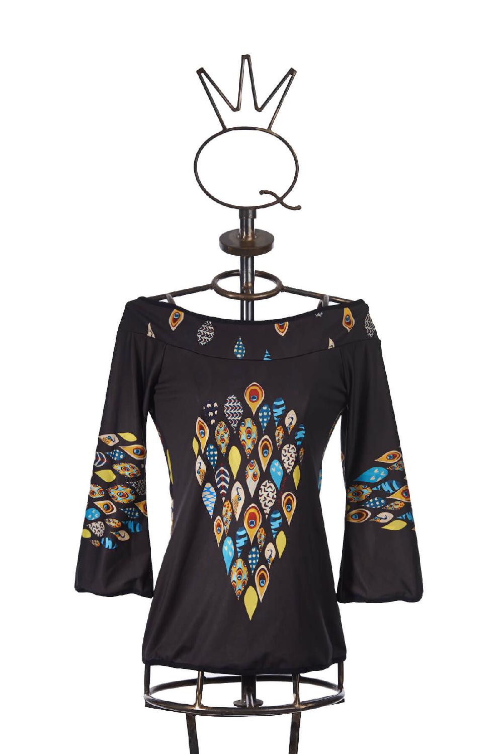 Save The Queen T-shirt doubleface con stampe dedicate al pavone