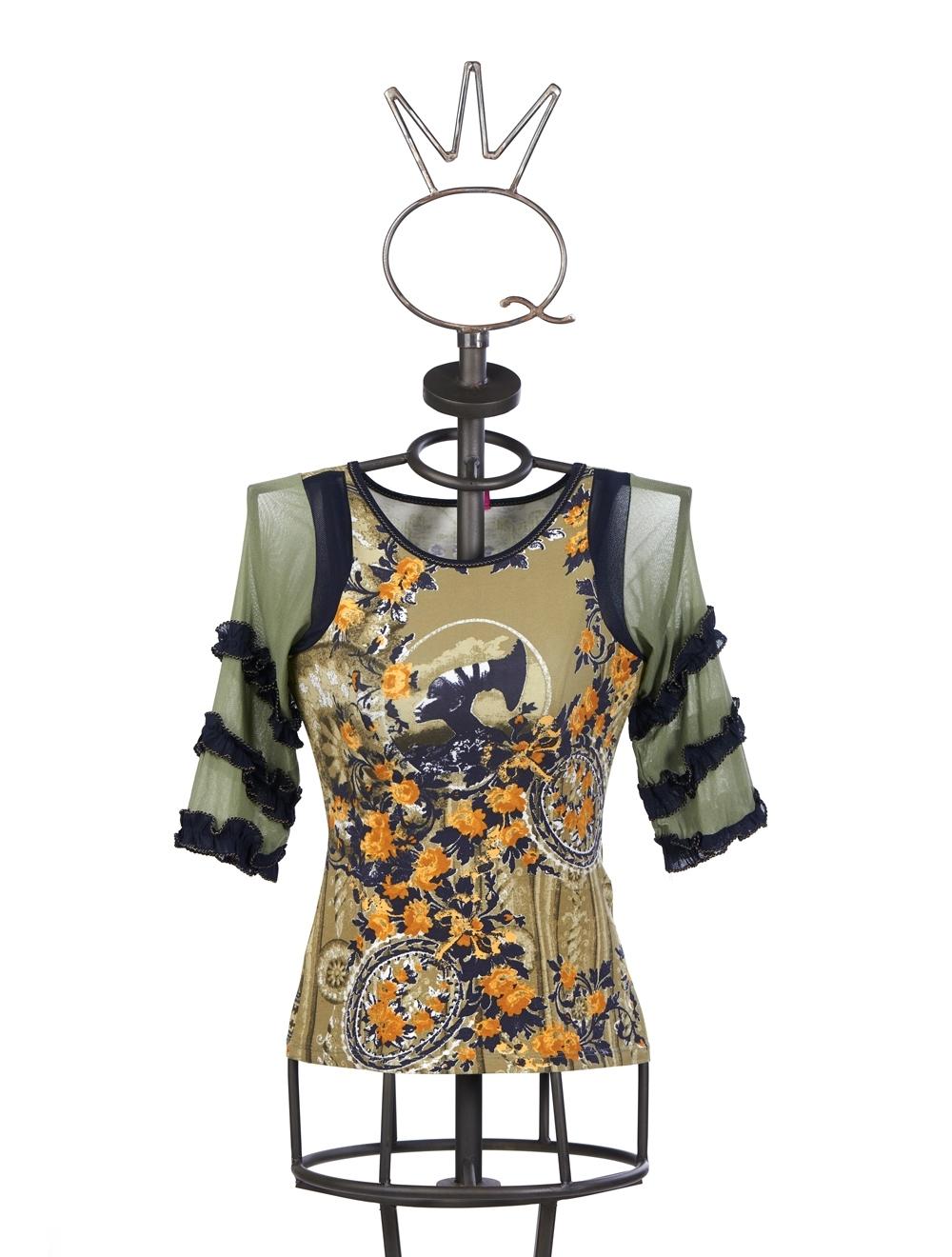 Save The Queen T-shirt in cotone verde bosco stampata