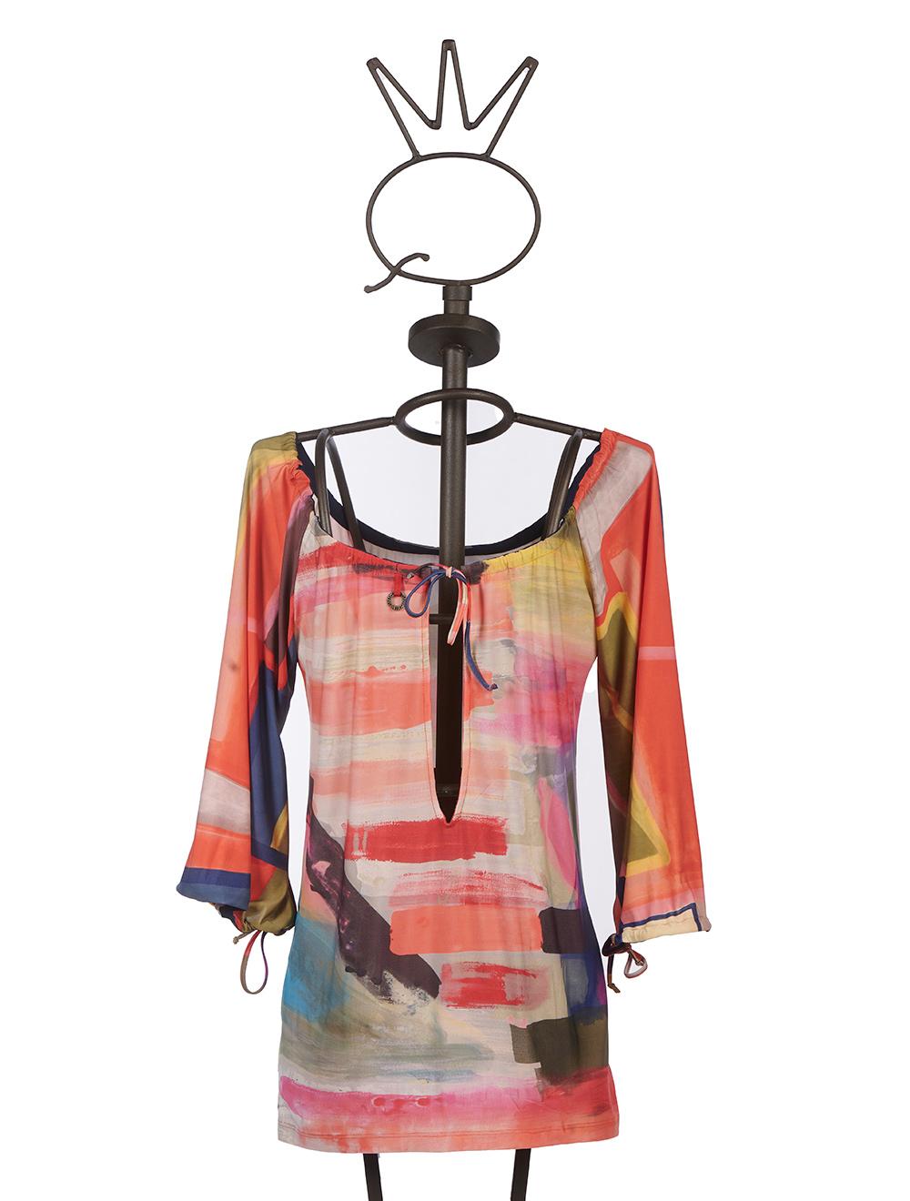 Save The Queen T-shirt In Jersey Di Viscosa Con Stampa Astratta