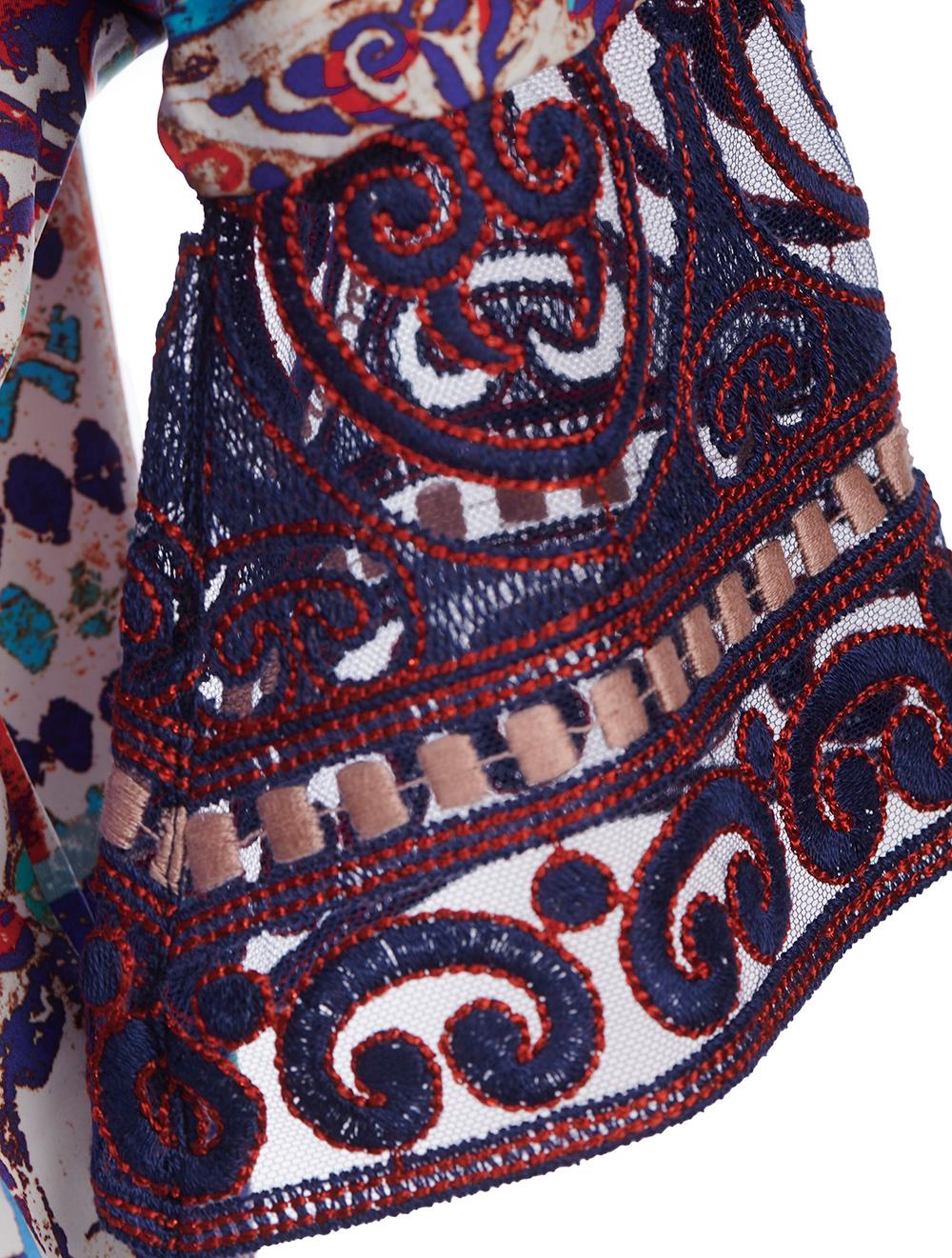 Save The Queen T-shirt In Jersey Di Viscosa Con Stampa Astratta E Dettagli In Pizzo