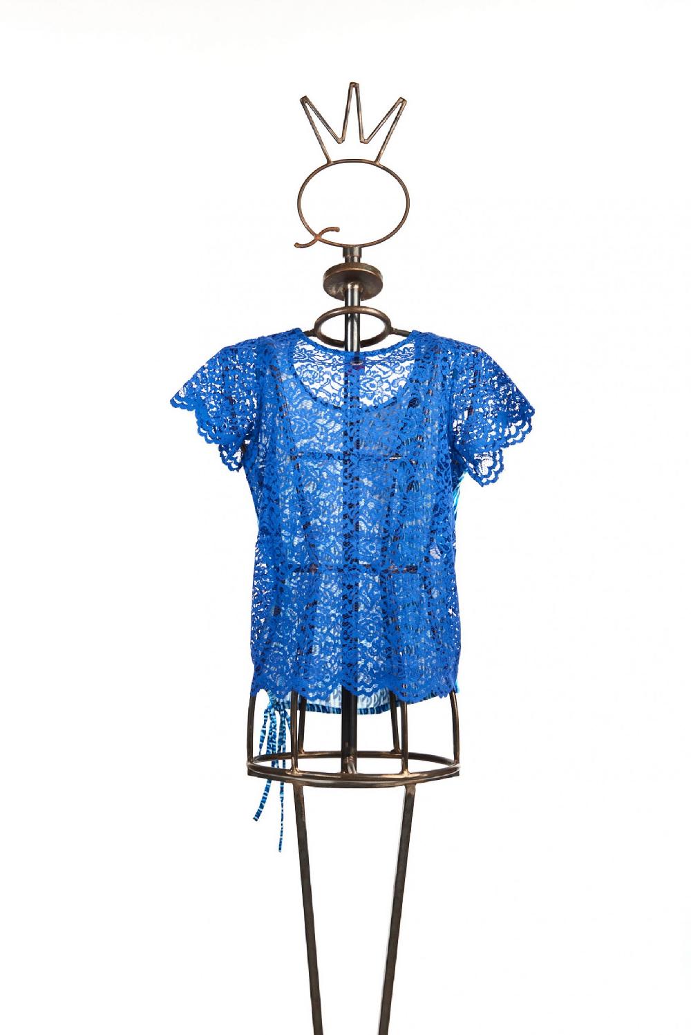 Save The Queen T-shirt In Jersey Di Viscosa Con Stampa E Pizzo