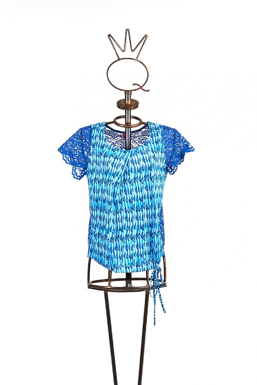 Save The Queen T-shirt in jersey di viscosa con stampa e pizzo