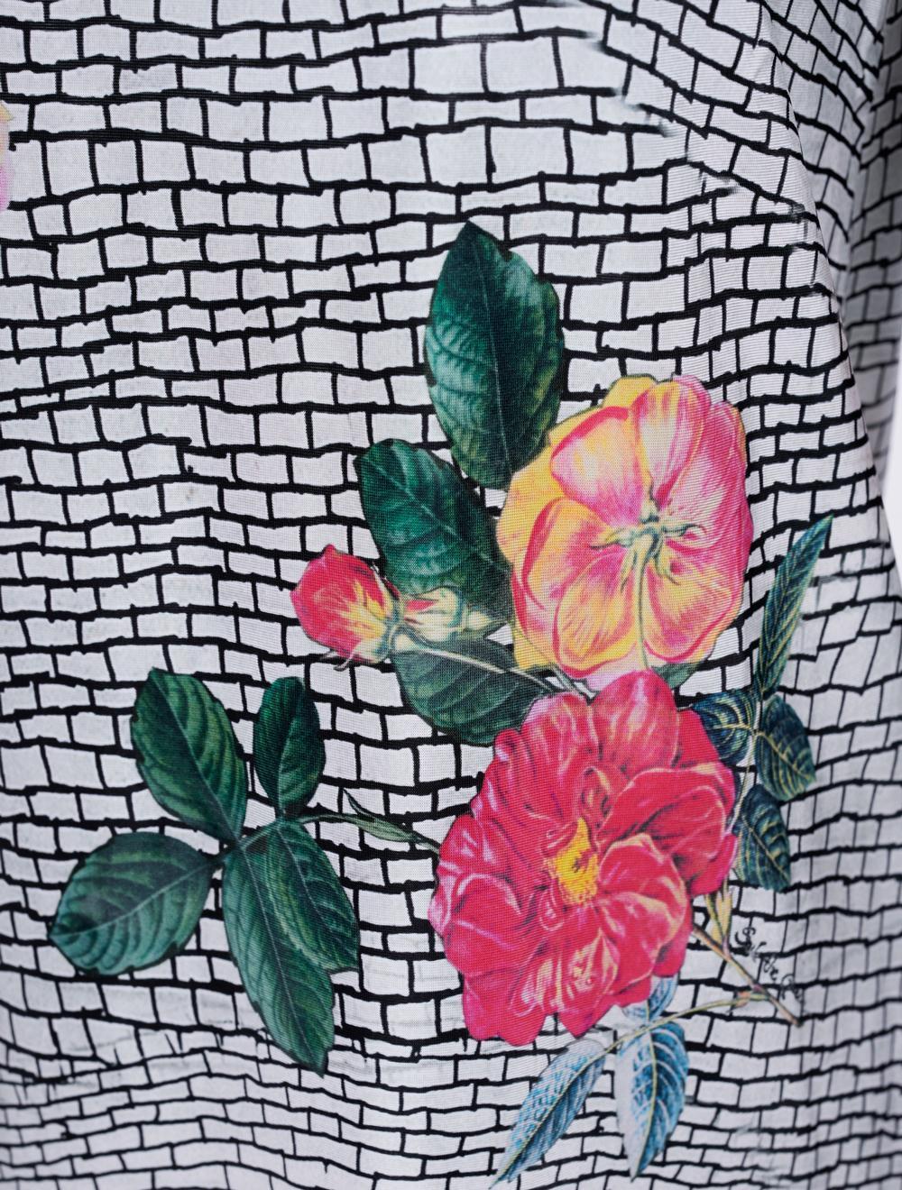 Save The Queen T-shirt In Jersey Di Viscosa Con Stampa Geometrica E Floreale