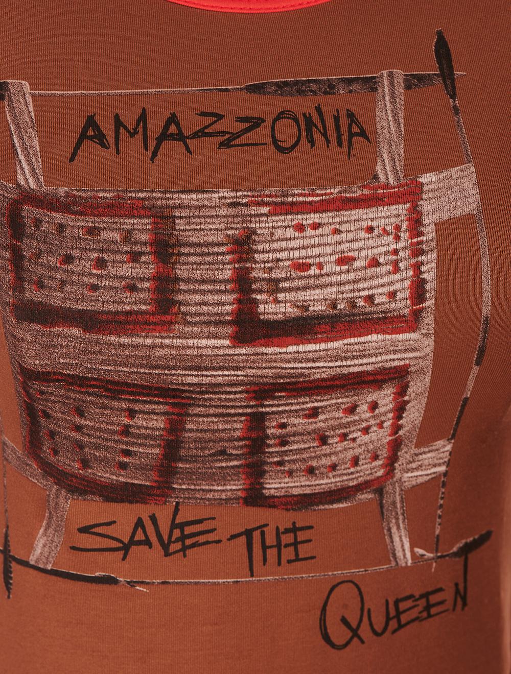 Save The Queen T-shirt In Jersey E Tulle Con Stampa Dedicata All’Amazzonia E Dettagli In Cotone